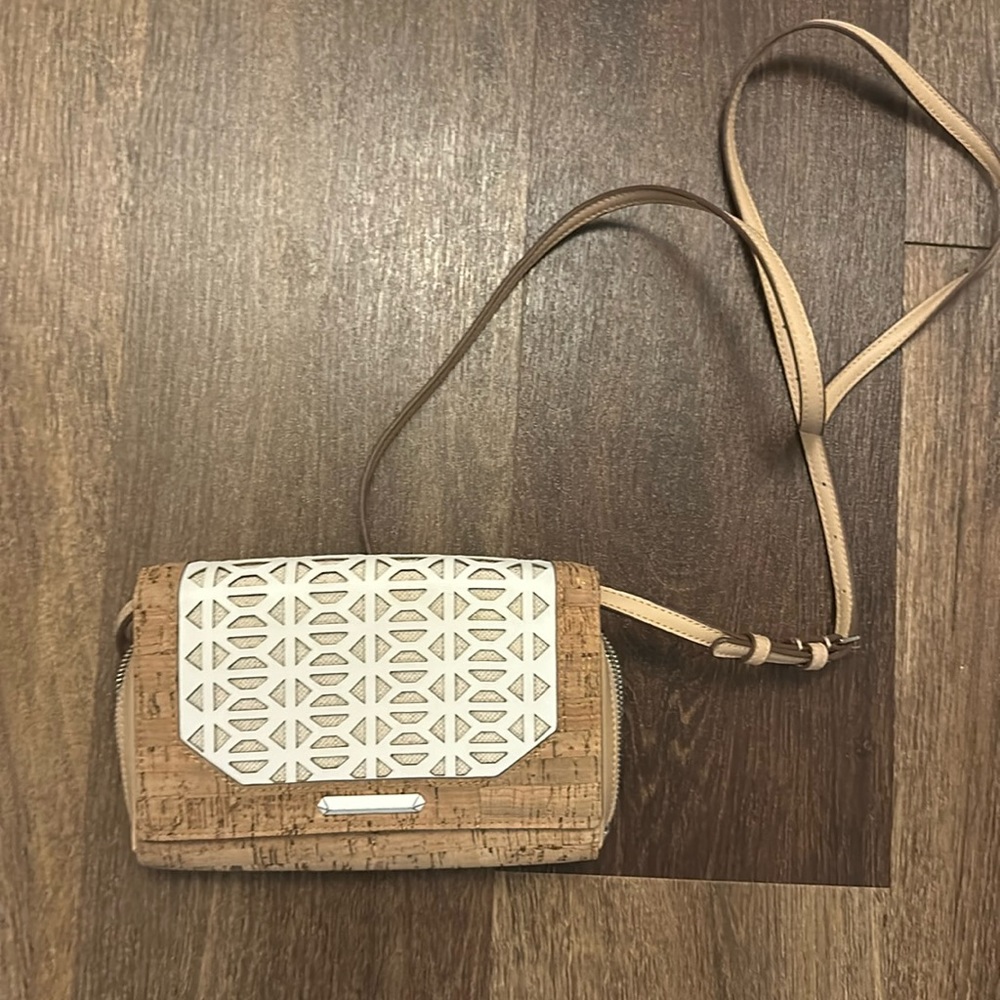 Stella & Dot Cork Crossbody with White Laser-Cut Accent